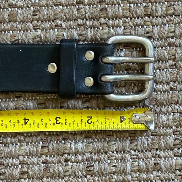 Vintage 90s Fossil Fuel Solid Brass Leather Belt